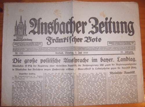 Ansbach zeitung 1919 - ansbach,