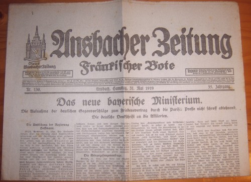 Ansbach zeitung 1919 - ansbach, 31.5.1919