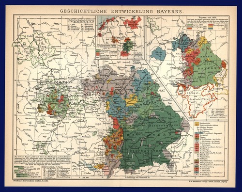 Landkarte anno 1907 bayern - landkarte,