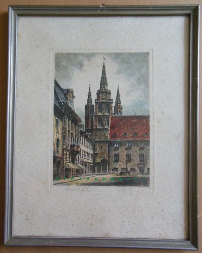 Ansbach alte farb radierung - ansbach, farb-radierung