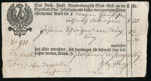 Historischer geleitpass 1769 - geleitpass,