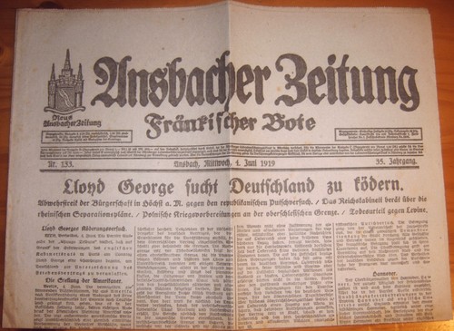 Ansbach zeitung 1919 - ansbach, 4.6.1919