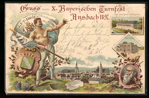 Lithographie ansbach x - ansbach,,