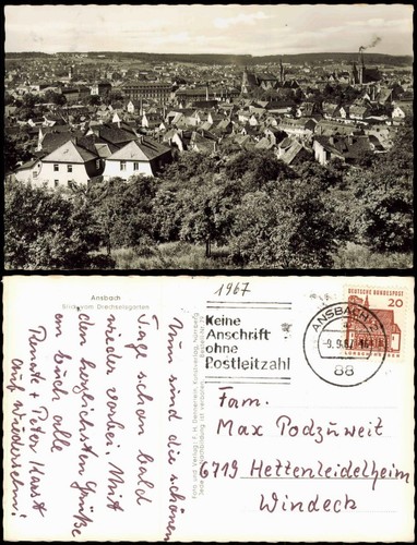 Ansichtskarte ansbach blick - ansichtskarte,