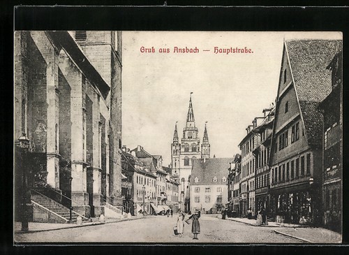 Ansbach hauptstraße an - ak, ansbach,