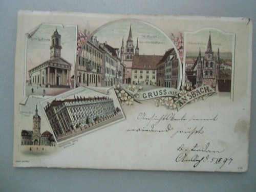 Ansichtskarte ansbach litho - ansbach,