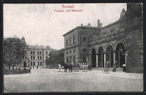 Ansbach bahnhof und postamt - und,