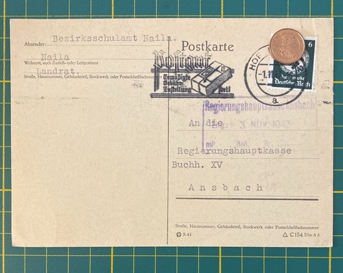 Dienst postkarte hof 1943 - dienst,