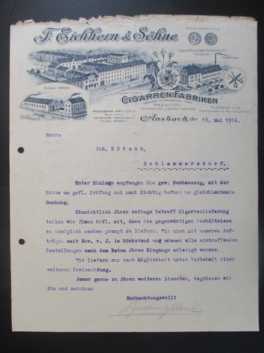 Brief cigarren fabriken - brief, cigarren-fabriken